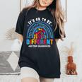 It's Ok To Be Different Autism Awareness Leopard Rainbow Kid Women's Oversized Comfort T-Shirt Black