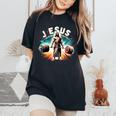 Jesus The Ultimate Deadlifter Retro Jesus Christian Workout Women's Oversized Comfort T-Shirt Black