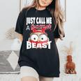 Just Call A Christmas Beast With Cute Little Owl Women's Oversized Comfort T-Shirt Black