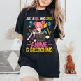 Just A Girl Who Loves Anime And Sketching Girls Women's Oversized Comfort T-Shirt Black