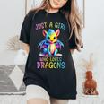 Just A Girl Who Loves Dragons Girl Colorful Dragon Women's Oversized Comfort T-Shirt Black