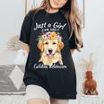 Just A Girl Who Loves Golden Retrievers Girls Who Love Dogs Women's Oversized Comfort T-Shirt Black
