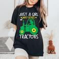 Just A Girl Who Loves Tractors Farm Lifestyle Lover Girls Women's Oversized Comfort T-Shirt Black