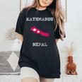 Kathmandu Nepal Vintage Nepal Flag Map Women's Oversized Comfort T-Shirt Black