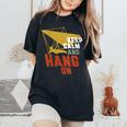 Keep Calm And Hang On Hang Gliding And Kite Surfing Women's Oversized Comfort T-Shirt Black