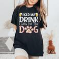 Ki Cute Drinking Beer Dog Paw Print Lover Costume Dog Mom Women's Oversized Comfort T-Shirt Black