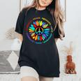 Kindness Peace Equality Love Hope Rainbow Human Rights Women's Oversized Comfort T-Shirt Black
