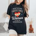 Knitting Never Underestimate Old Woman With Knit Needles Women's Oversized Comfort T-Shirt Black Knitting Never Underestimate Old Woman With Knit Needles Women's Oversized Comfort T-Shirt Black