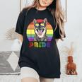 Lgbtq Swedish Vallhund Dog Rainbow Love Gay Pride Women's Oversized Comfort T-Shirt Black