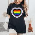 Love Is Love Gay Pride Progress Pride Rainbow Heart Lgbtq Women's Oversized Comfort T-Shirt Black