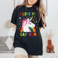 I Love My Gay Son Unicorn Rainbow Parent Of Gay Child Women's Oversized Comfort T-Shirt Black