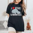 I Love Jesus And Mana Cute Christian Mana T Women's Oversized Comfort T-Shirt Black