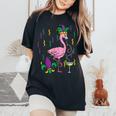 Mardi Gras Jester Flamingo Carnival Bird Women Women's Oversized Comfort T-Shirt Black