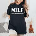 Milf Mom In Love With Fitness Saying Quote Women's Oversized Comfort T-Shirt Black