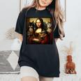 Mona Lisa Leonardo Da Vinci Cat Lady Cat Mom Cat Lover Women's Oversized Comfort T-Shirt Black