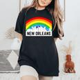 New Orleans Pride Lgbtq Rainbow Skyline Women's Oversized Comfort T-Shirt Black