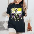 Nonbinary Skeleton Coffee Fun Enby Pride Flag Lgbt Men Women's Oversized Comfort T-Shirt Black