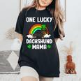 One Lucky Dachshund Mama Dog St Patrick's Day Women's Oversized Comfort T-Shirt Black