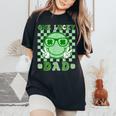 One Lucky Dad Groovy Smile Face St Patrick's Day Irish Dad Women's Oversized Comfort T-Shirt Black