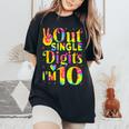 Peace Out Single Digits Im 10 Cute 10 Year Old Girl Birthday Women's Oversized Comfort T-Shirt Black