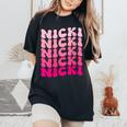 Personalized Name Nicki I Love Nicki Pink Vintage Women's Oversized Comfort T-Shirt Black