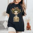 Pixiecore Forest Elf Girl With Mushrooms Fairycore Aesthetic Women's Oversized Comfort T-Shirt Black