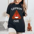 Poop Emoticon Stinkin Cute Valentine's Day Girls Vintage Women's Oversized Comfort T-Shirt Black