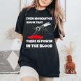 Power In The Blood Mosquito Religion Pun Christian Women's Oversized Comfort T-Shirt Black