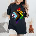 Progress Pride Rainbow Flag For Inclusivity Women's Oversized Comfort T-Shirt Black