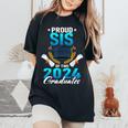 Proud Sister Of Two 2024 Graduates Twin Family Graduation Women's Oversized Comfort T-Shirt Black