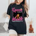 A Queen Was Born In March Birthday Black Afro Girls Women's Oversized Comfort T-Shirt Black