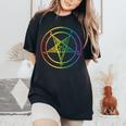 Quer Baphomet Pride Rainbow Satan Lesbian Gay Csd Lgbtq Women's Oversized Comfort T-Shirt Black