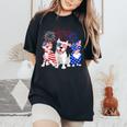 Red White Blue Pitbull Mom Dad American Us Flag 4Th Of July Women's Oversized Comfort T-Shirt Black
