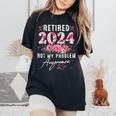 Retired 2024 Retirement For 2024 Floral Women's Oversized Comfort T-Shirt Black