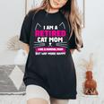 Retired Cat Lover Mom Retirement Life Graphic Women's Oversized Comfort T-Shirt Black