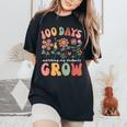 Retro Boho Flower Teacher 100 Days Watching My Students Grow Women's Oversized Comfort T-Shirt Black