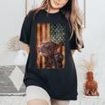 Retro Chocolate Lab With Usa Flag Chocolate Lab Dad Mom Women's Oversized Comfort T-Shirt Black