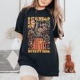 Retro Groovy It Is Well With My Soul Boho Flowers Floral Women's Oversized Comfort T-Shirt Black