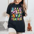 Retro Teacher Of Sweet Bunny Apparel Cute Teacher Easter Day Women's Oversized Comfort T-Shirt Black