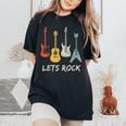 Lets Rock Rock N Roll Guitar Retro Women Women's Oversized Comfort T-Shirt Black