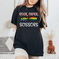 Rock Paper Scissors Fun Pride Month Gay Lesbian Lgbtq Women Women's Oversized Comfort T-Shirt Black