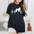 Rough Collie Heartbeat Dog Mom Dad Pet Women's Oversized Comfort T-Shirt Black