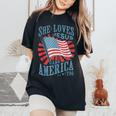 She Loves Jesus And America Too Fourth Of July Women Women's Oversized Comfort T-Shirt Black