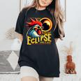 Solar Eclipse April 04 2024 Chicken Total Solar Eclipse 2024 Women's Oversized Comfort T-Shirt Black