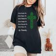 St Patrick's Prayer Irish Green Christian Cross Women's Oversized Comfort T-Shirt Black