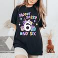Sweet Sassy And Six Unicorn 6Th Birthday Party Girls Women's Oversized Comfort T-Shirt Black