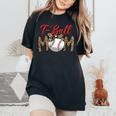 T Ball Mom Leopard Mother's Day Mama Ball Sport Player Women's Oversized Comfort T-Shirt Black