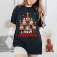 Three Gnome For Merry Christmas Buffalo Leopard Women's Oversized Comfort T-Shirt Black