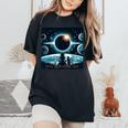 Total Solar Eclipse 2024 Girl Cat Eclipse Women's Oversized Comfort T-Shirt Black