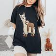 Trendy Funky Cartoon Chill Out Sloth Riding Llama Women's Oversized Comfort T-Shirt Black